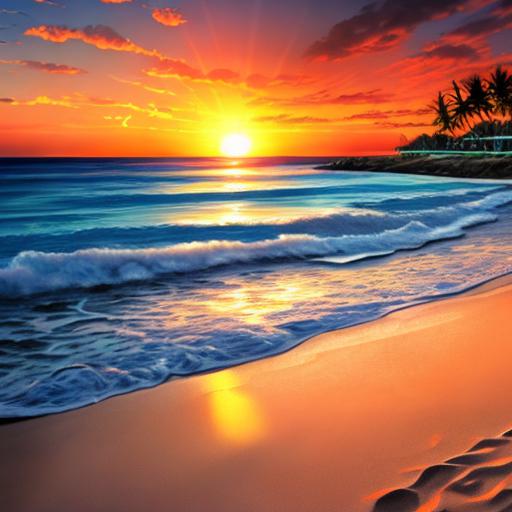 Background, beach with sunset by @ai_generated