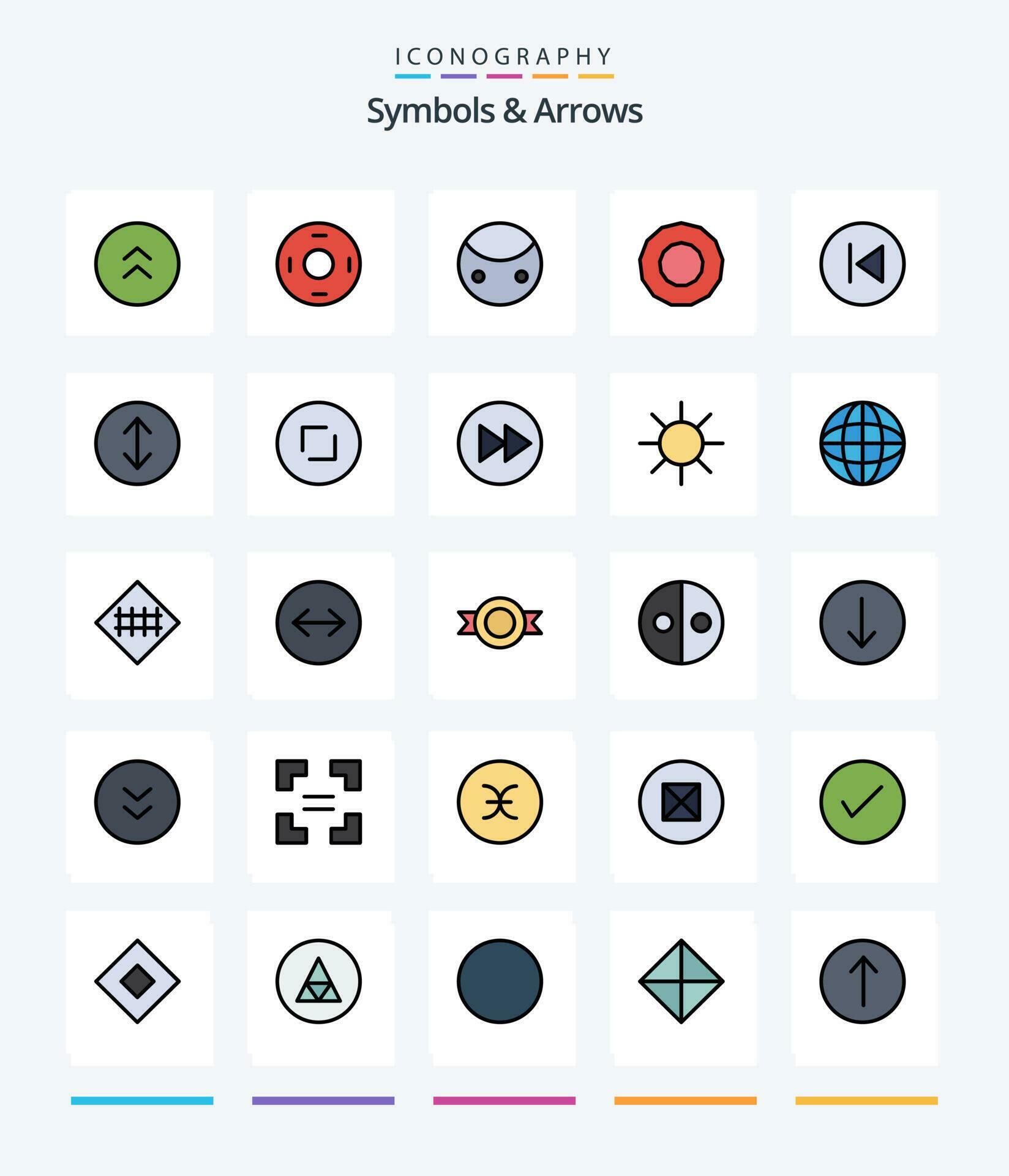 Creative Symbols Arrows 25 Line FIlled icon pack Such As arrows left. arrow left. greatness. arrow. action Stock Free