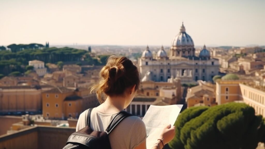 Tourist in Rome. Illustration Stock Free