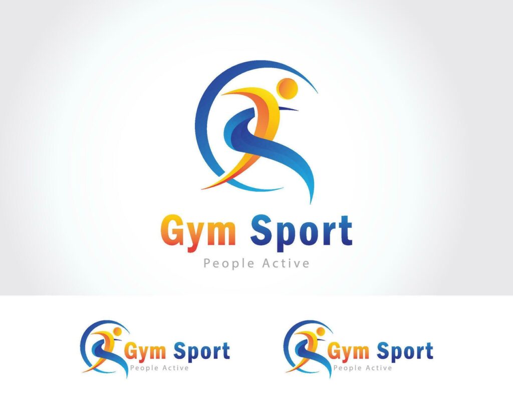 gym sport logo creative abstract people active yoga athletic run design concept Stock Free