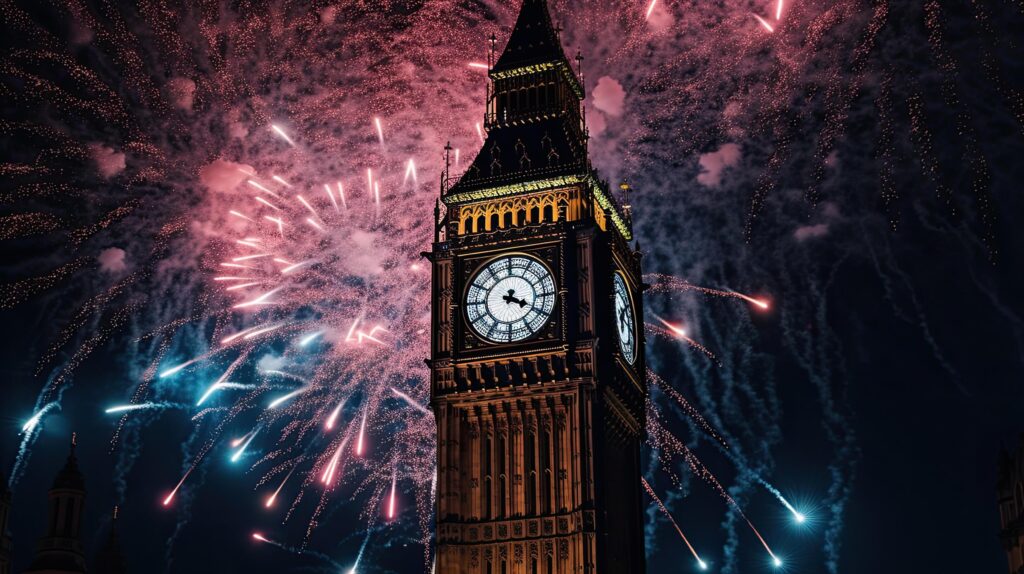 Holiday Fireworks in London. Illustration Stock Free