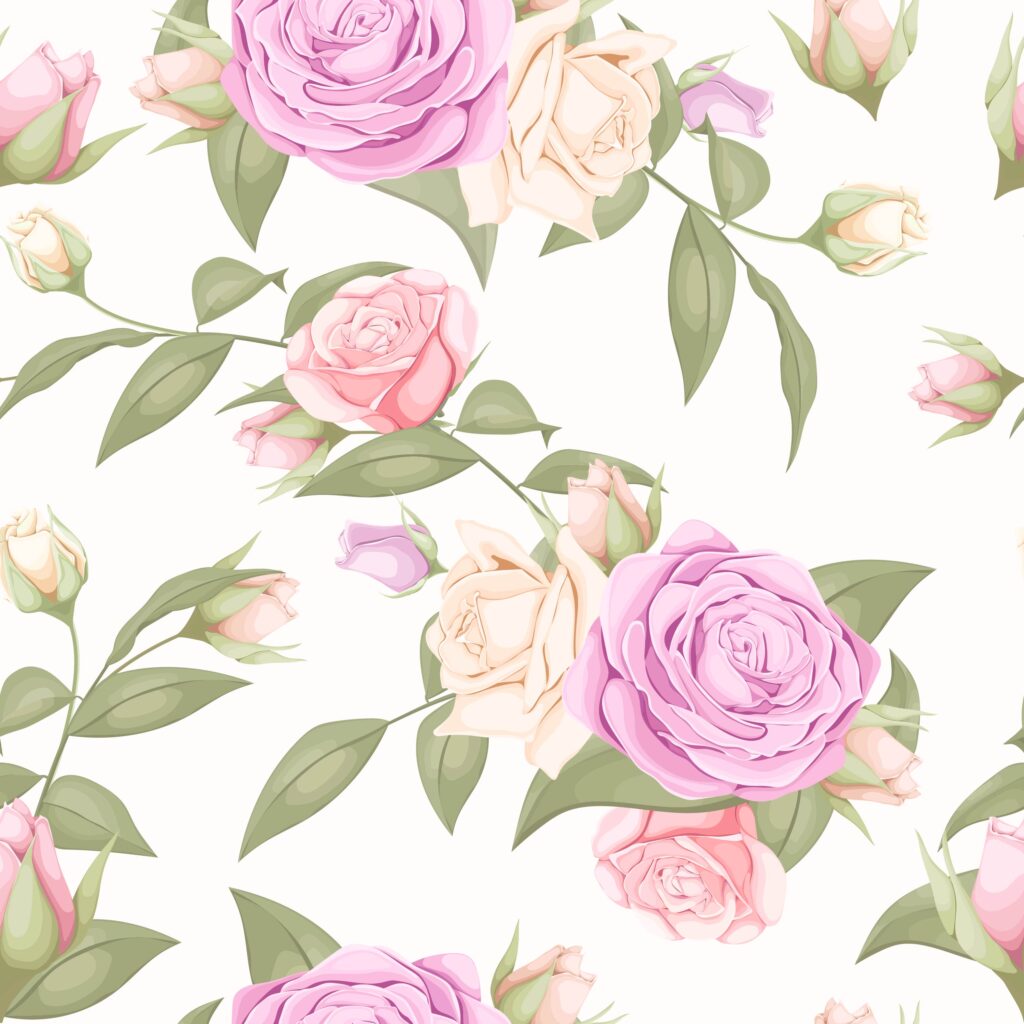 Pale pink floral rose seamless pattern Free Vector