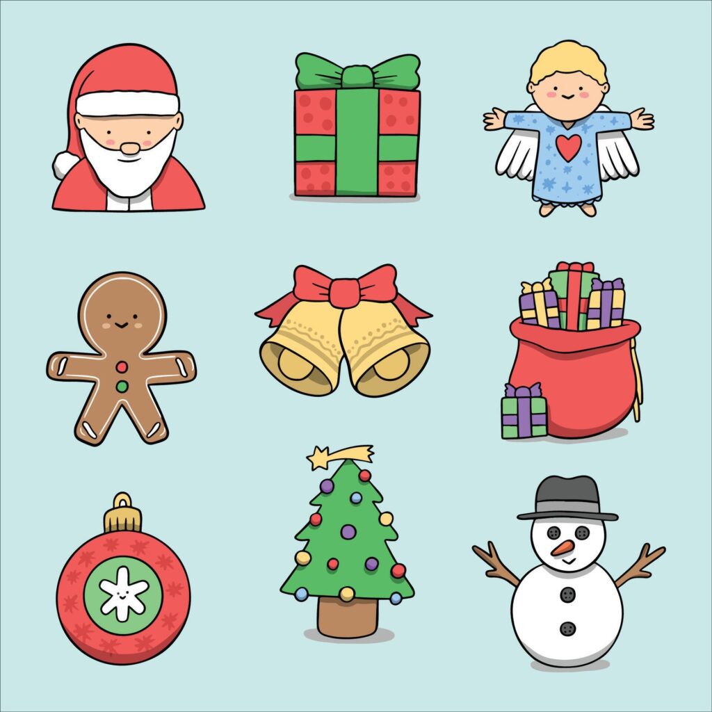 christmas icons set illustration Stock Free