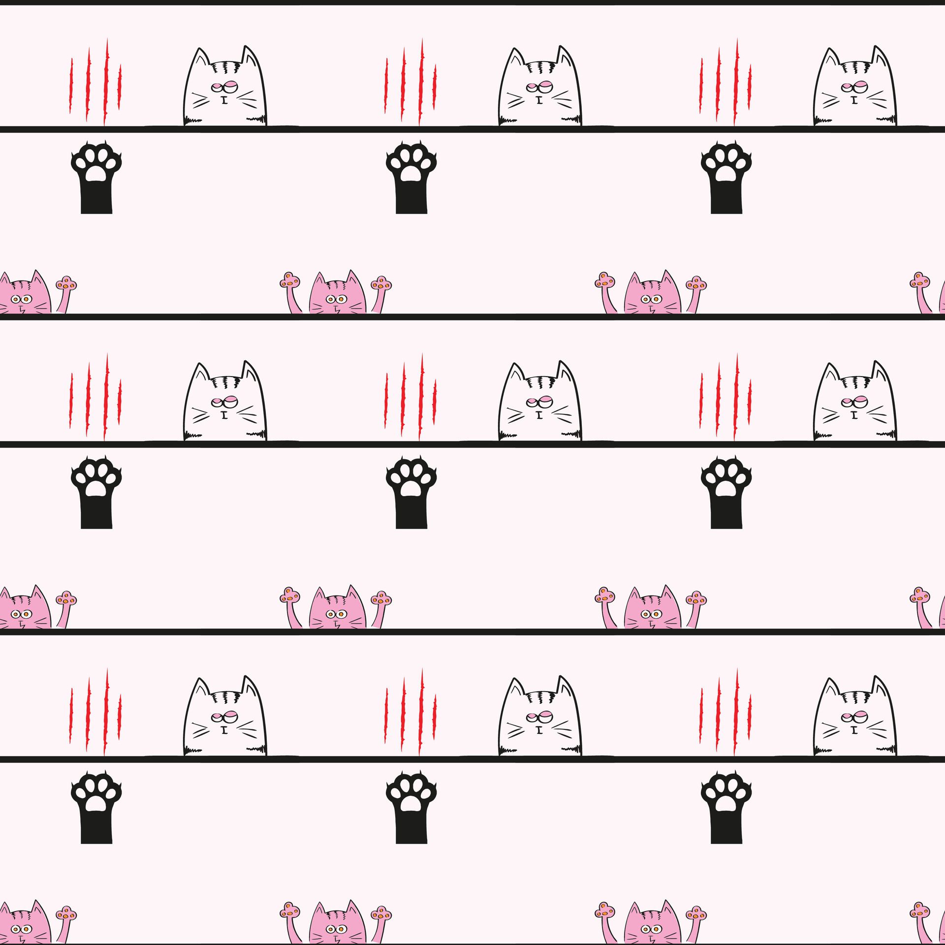 Cat and Mouse Seamless Pattern Design Free Vector