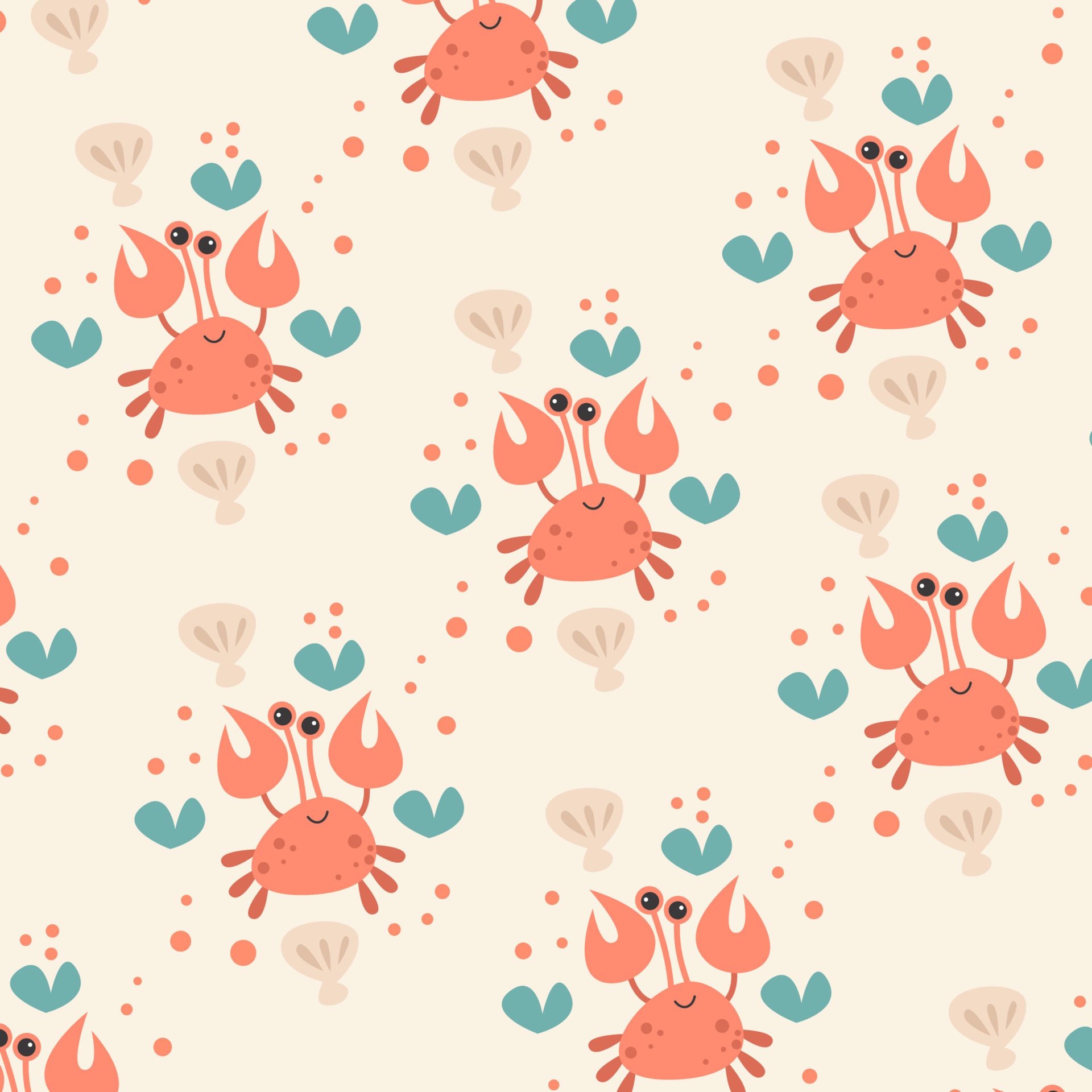 Seamless pattern with cute crab animals perfect for wrapping paper Free Vector