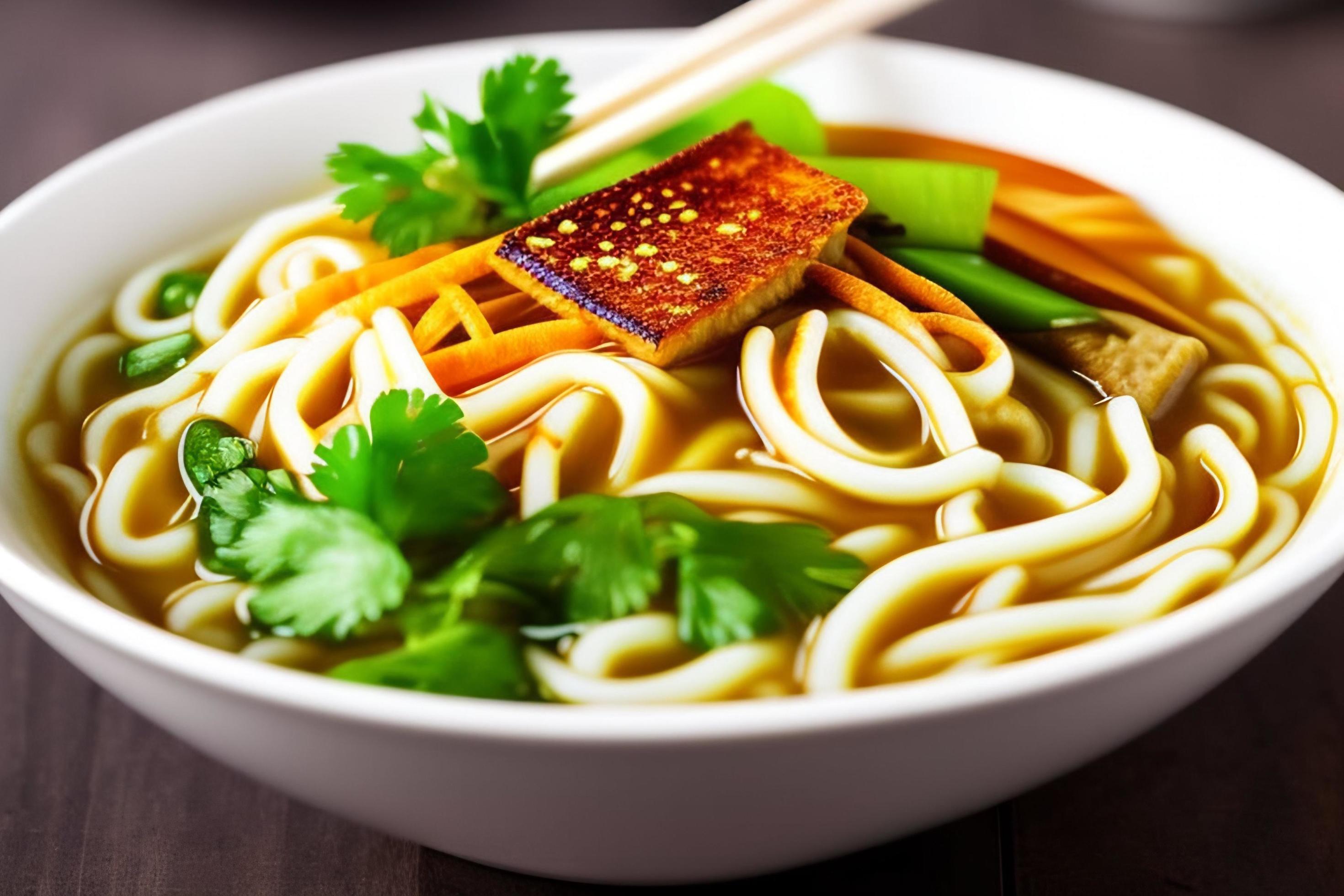 Delicious noodles. Fast food meal with appetizing pasta and chopsticks. Stock Free