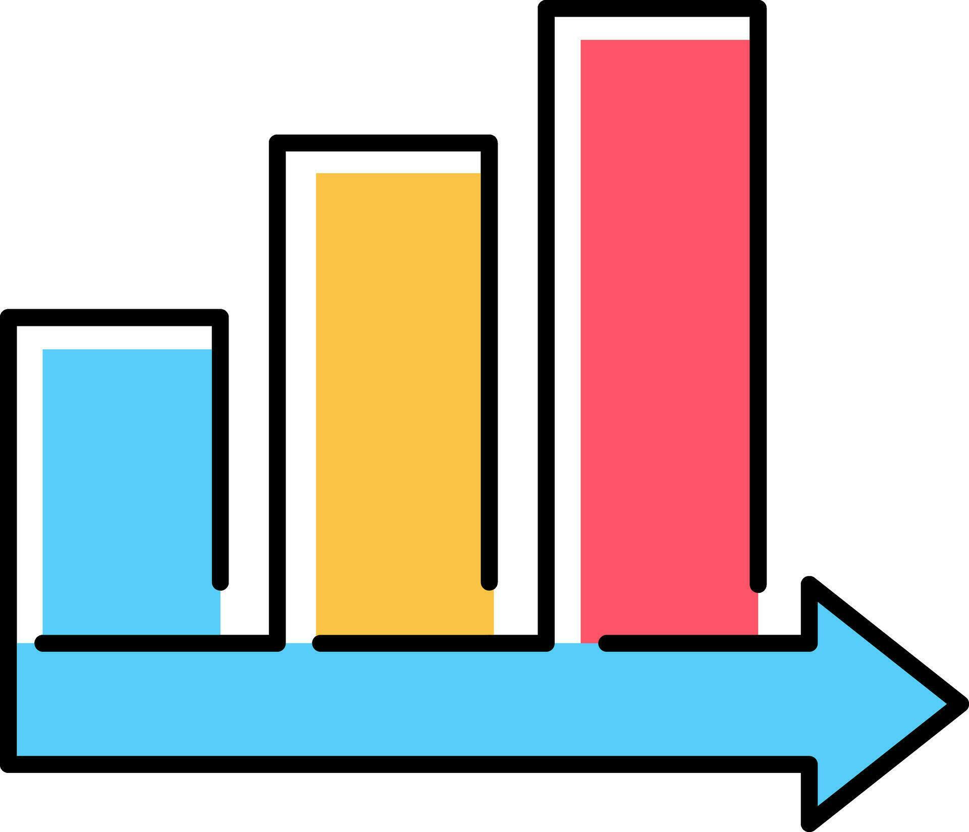 Bar chart arrow forward icon. Growing and expanding business symbol. Stock Free