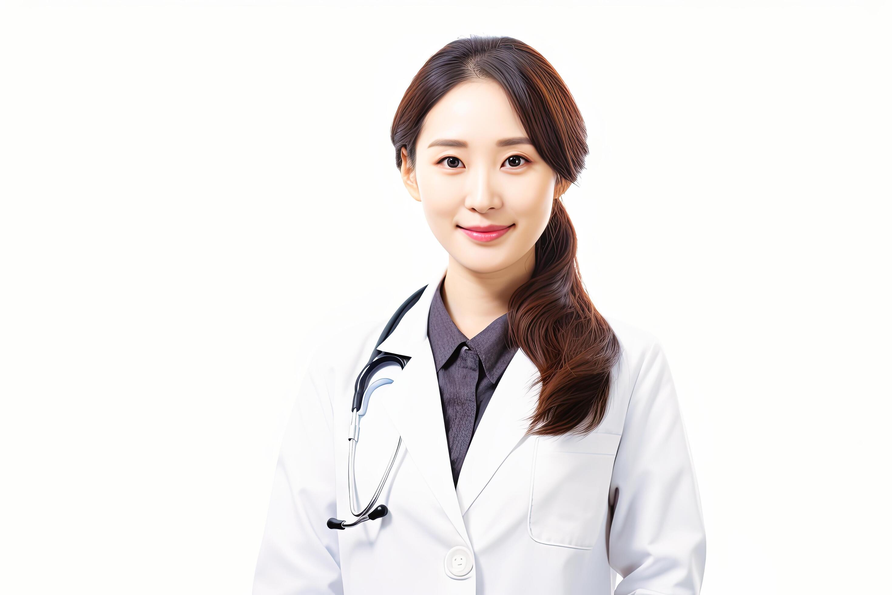 AI generated Woman in White Coat With Stethoscope Stock Free