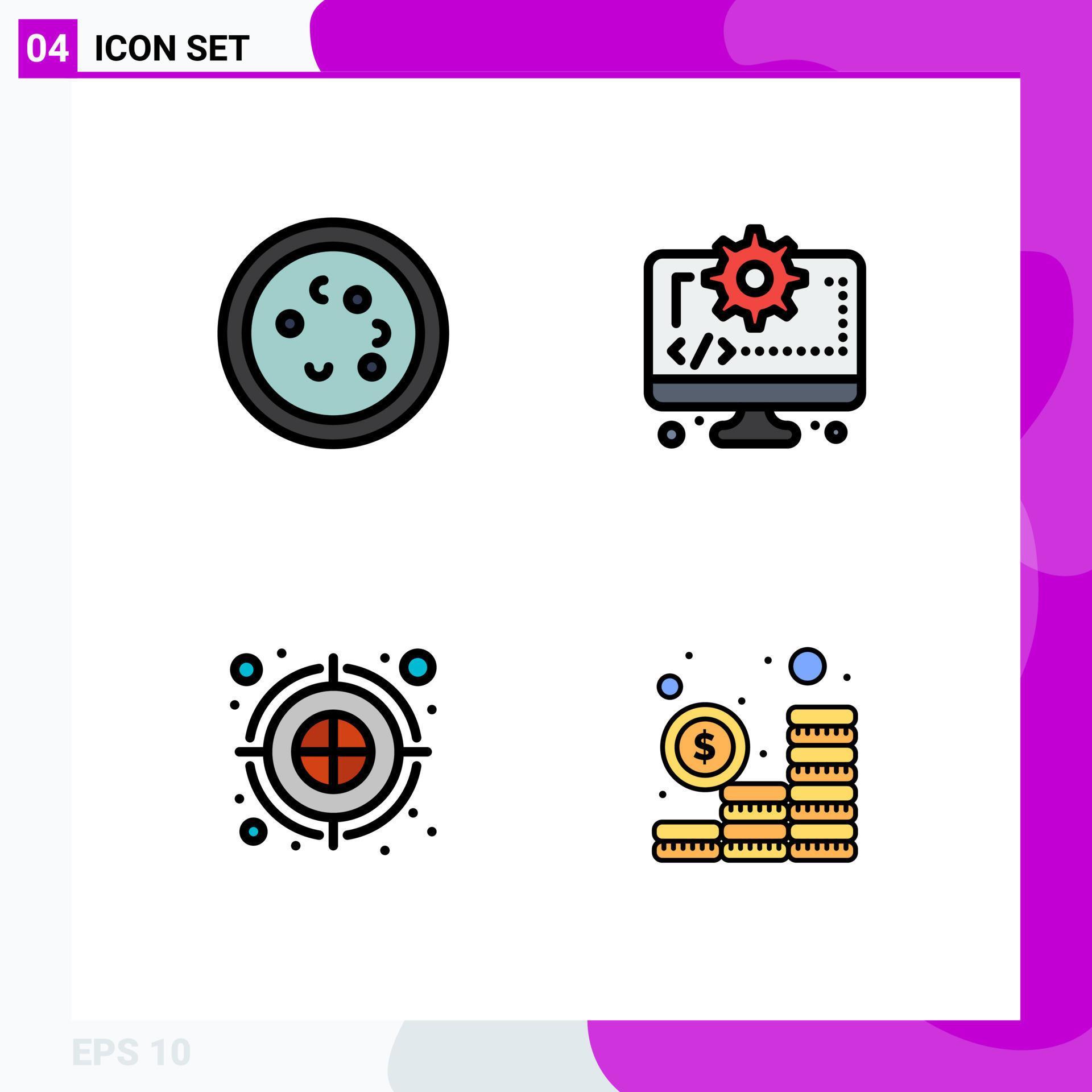 Stock Vector Icon Pack of 4 Line Signs and Symbols for bacteria archery arrow laboratory coding dart Editable Vector Design Elements Stock Free