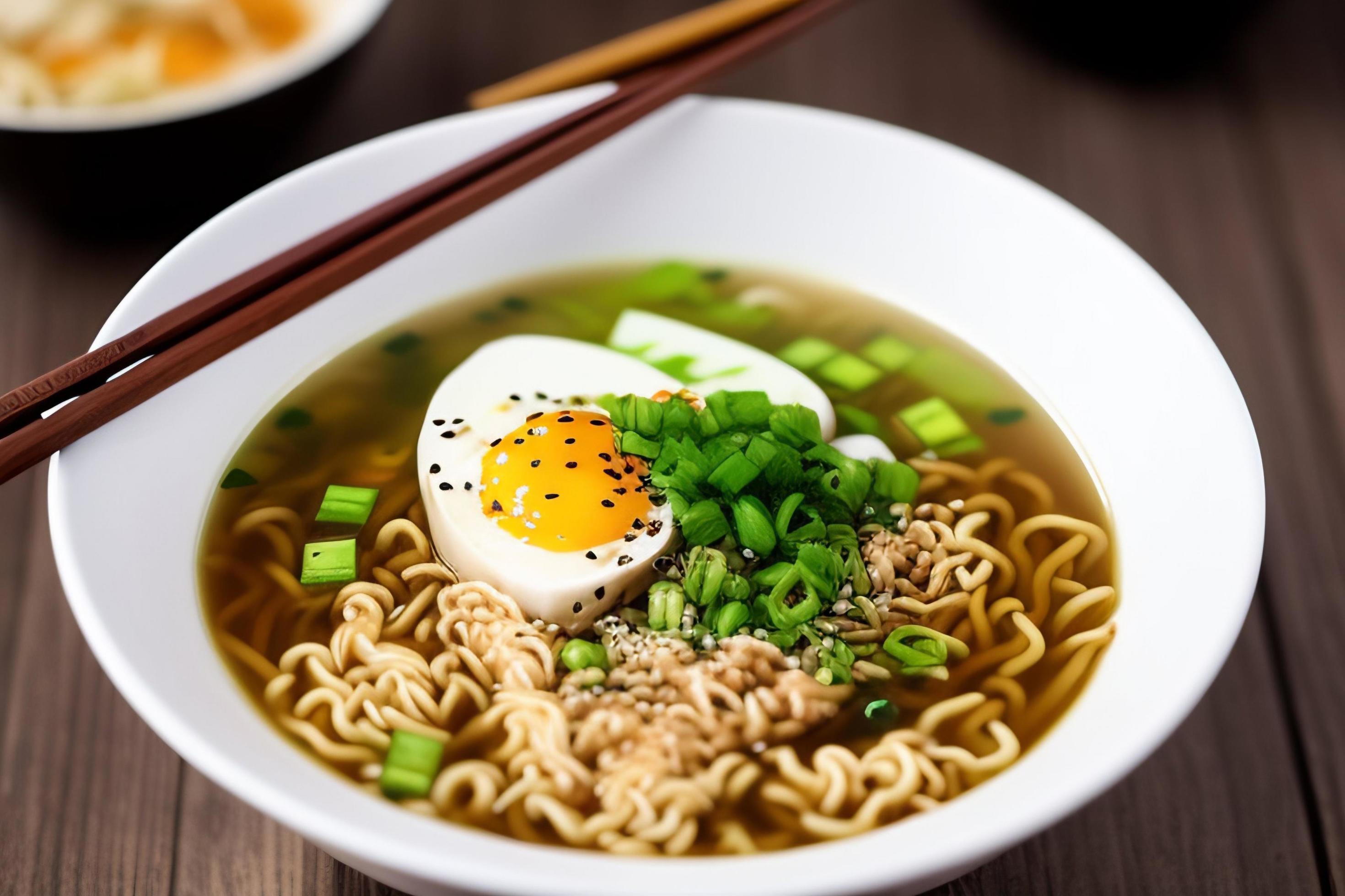 Delicious noodles. Fast food meal with appetizing pasta and chopsticks. Stock Free