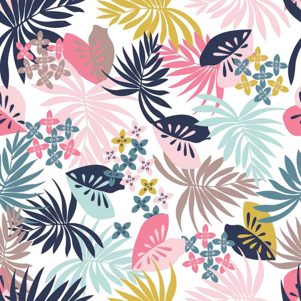 Tropical Foliage Seamless Pattern Free Vector