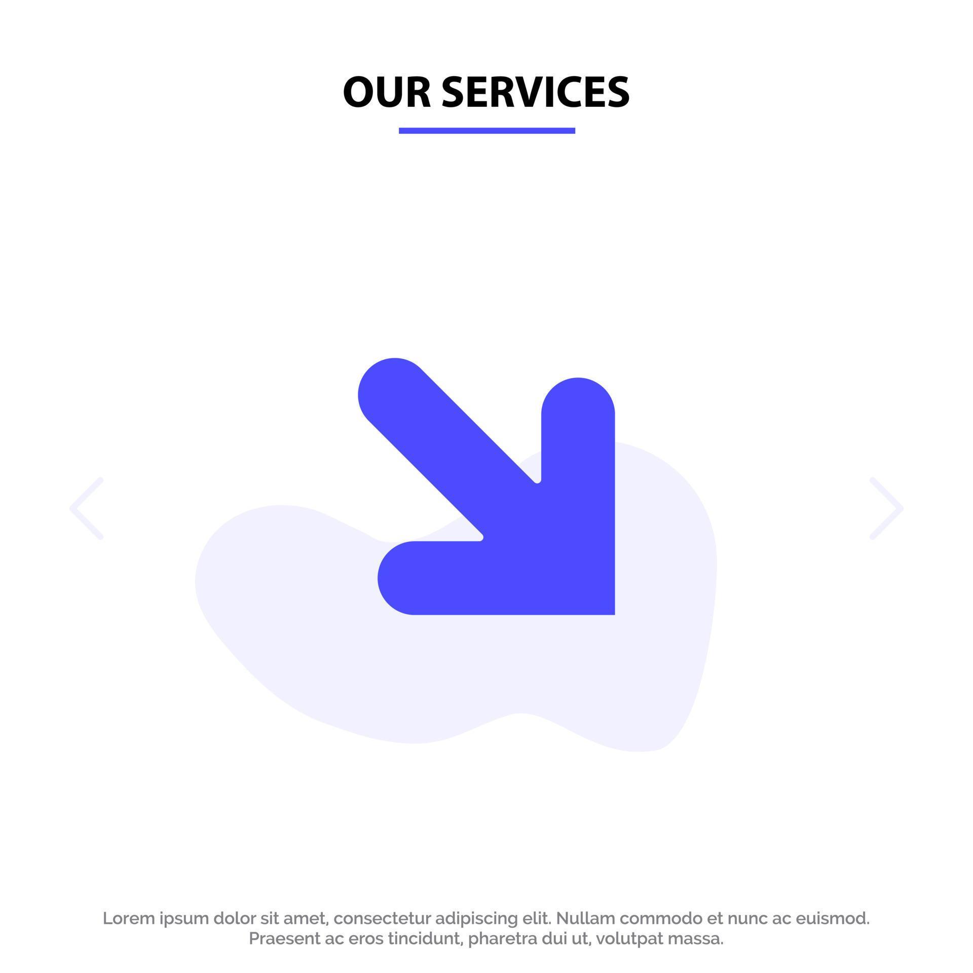 Our Services Arrow Down Right Solid Glyph Icon Web card Template Stock Free