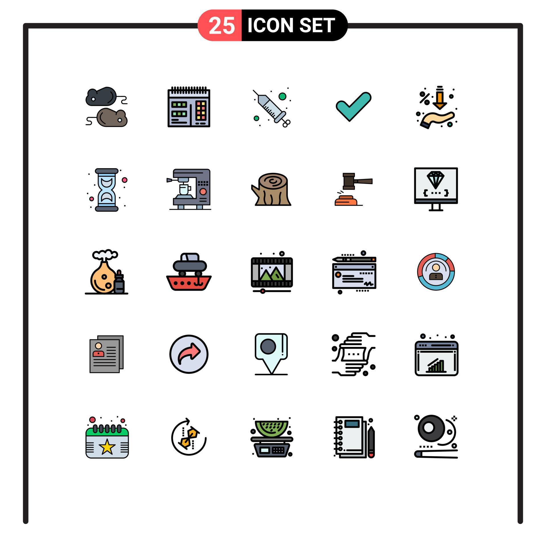 Universal Icon Symbols Group of 25 Modern Filled line Flat Colors of sales arrows injection good ok Editable Vector Design Elements Stock Free