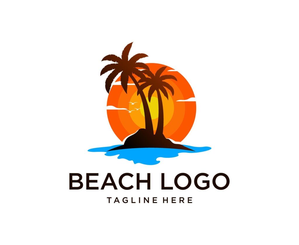 Beach, wave, Sunset logo design Vector design inspirations Stock Free and Free SVG