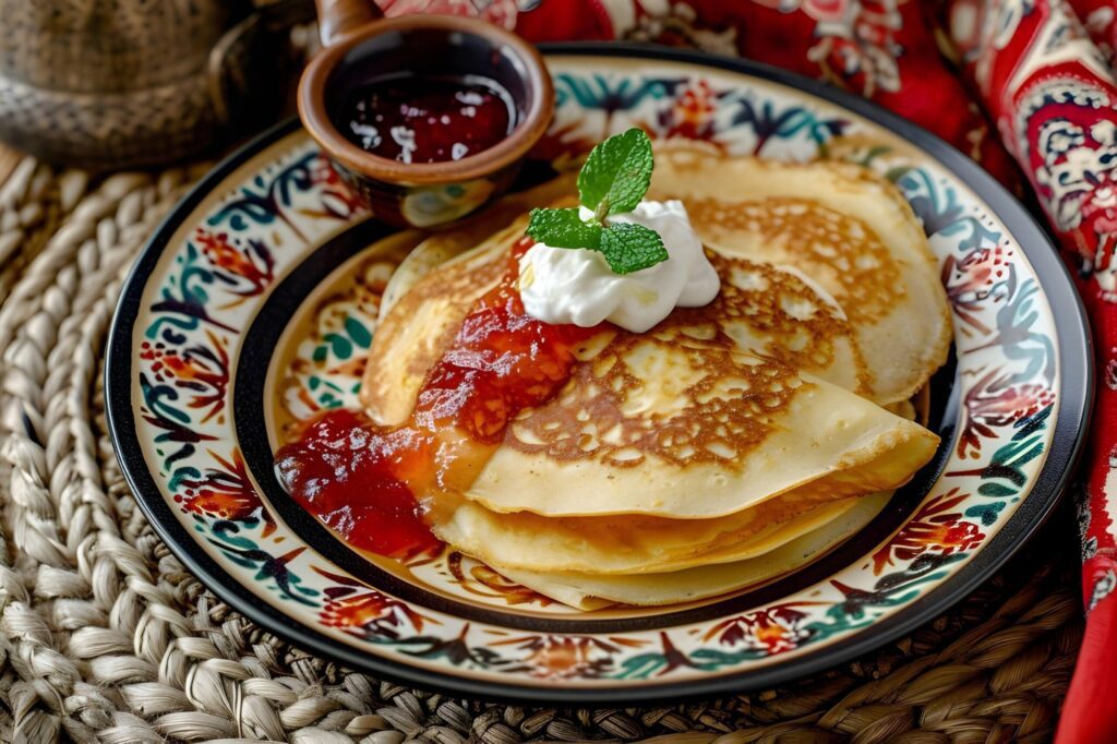 Folk Elegance Traditional Russian Dessert in a Graceful Presentation Free Photo