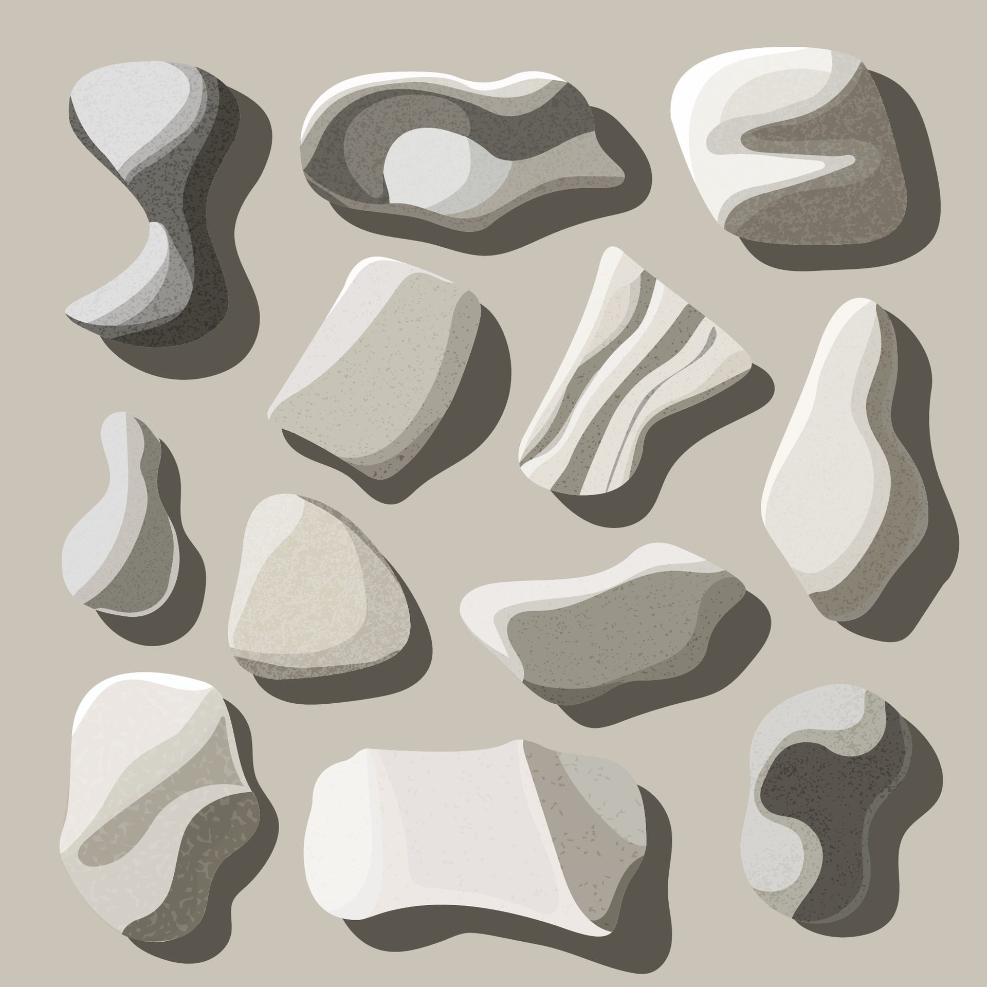 Organic abstract random shapes similar to stones for pattern design element or background design. Simple line, aesthetic line, smooth shapes. Free Vector