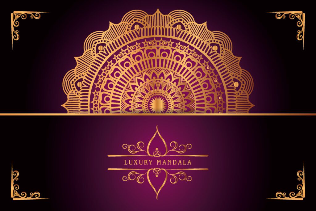 golden mandala design with gradients background Free Vector