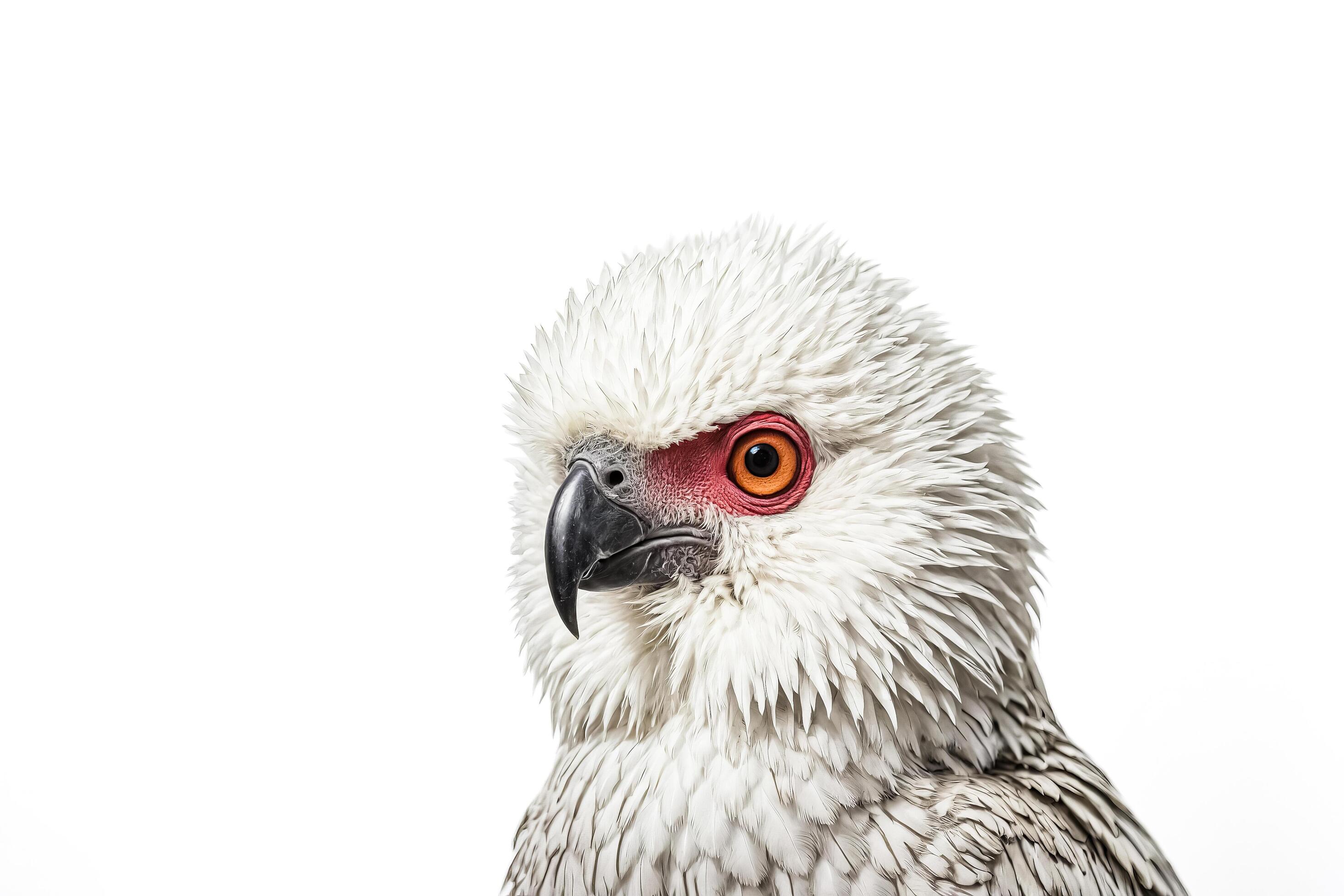 White Cockatoo with Orange Eye Isolated on White Background Stock Free