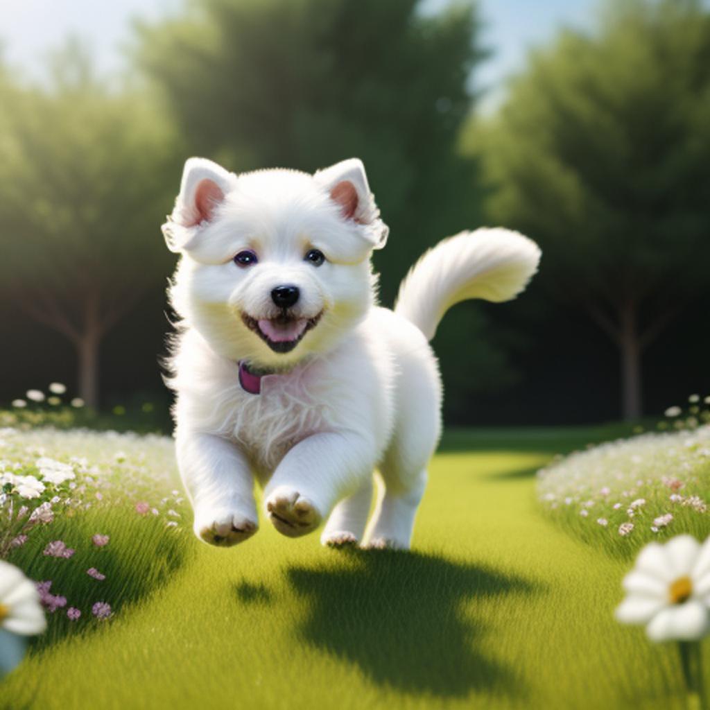 Cute white puppy with by @ai_generated