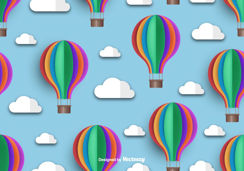 Hot Air Balloon Icon Beautiful Seamless Pattern Free Vector and Free SVG