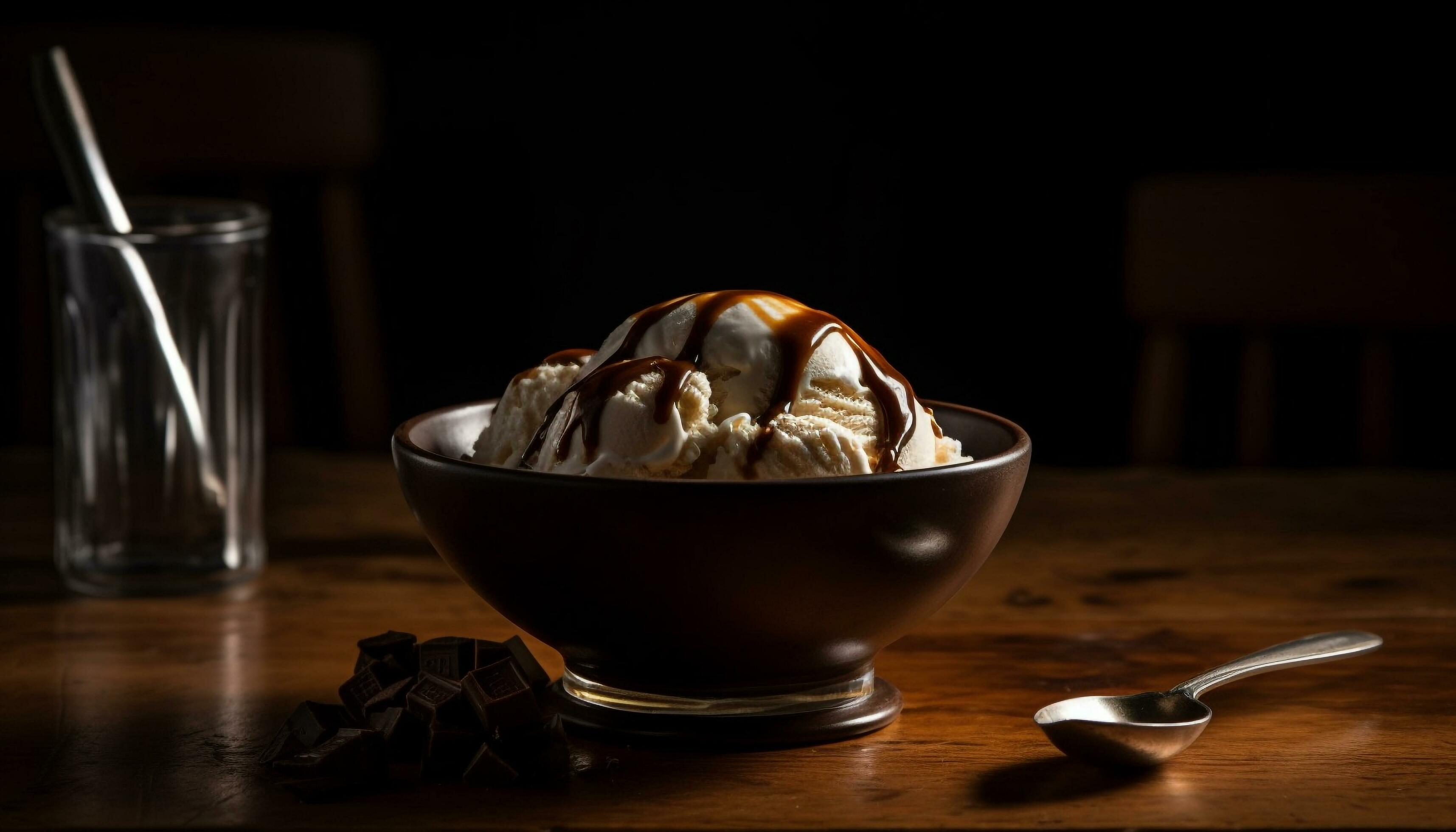 Sweet food indulgence on rustic wood table generated by AI Stock Free