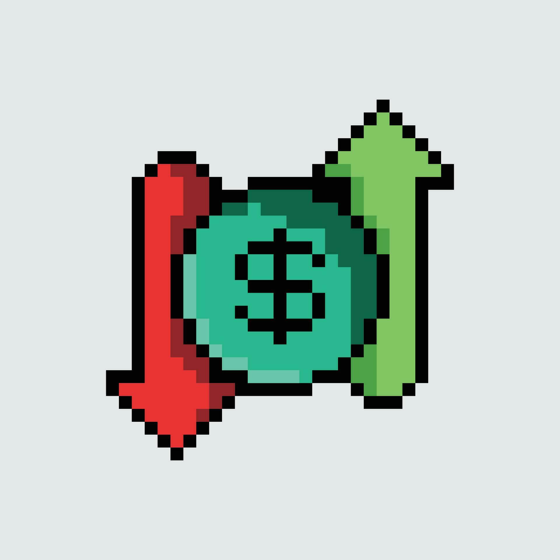 pixel art dollar sign and arrows Stock Free