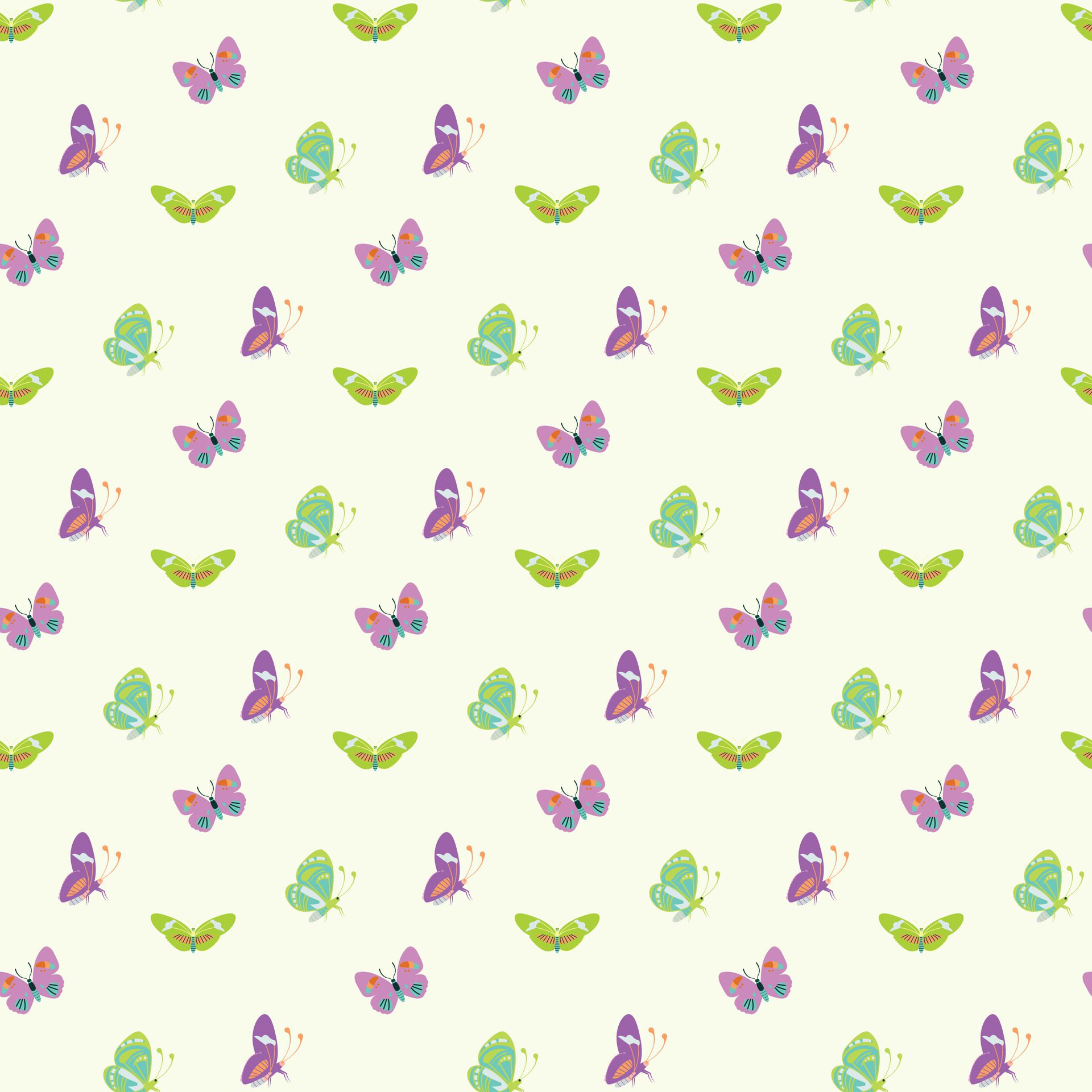 Flight Of Butterflies Seamless Pattern Design Free Vector