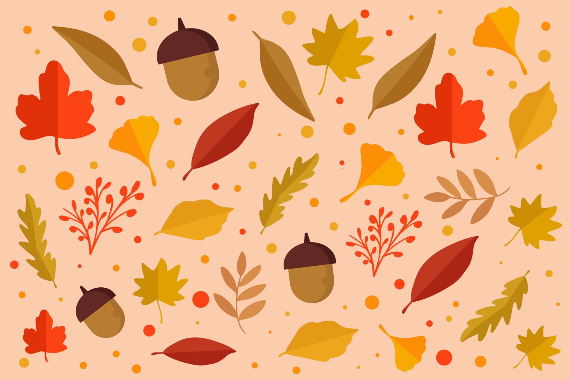 flat design autumn pattern vector Free Vector