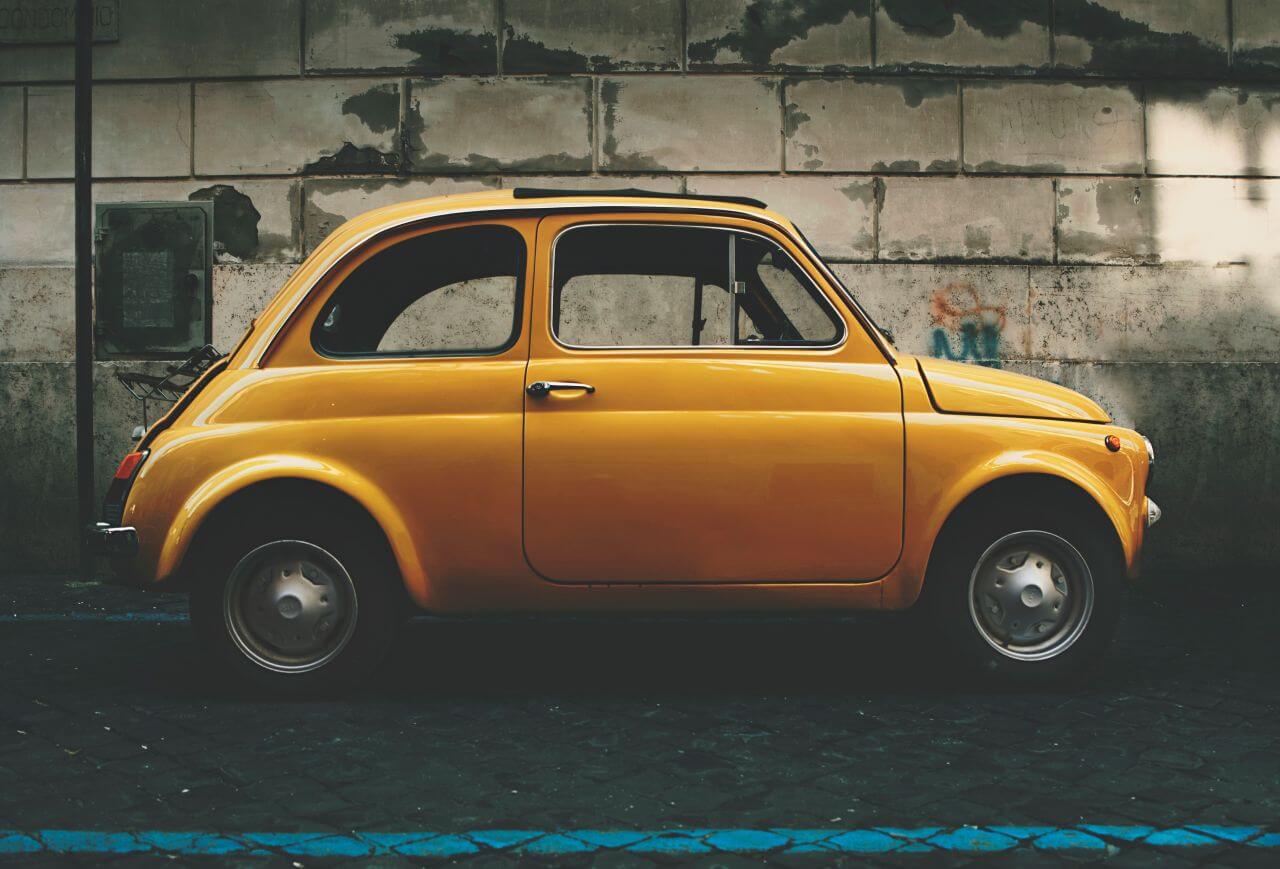 Classic Fiat 5 Yellow Car Stock Free