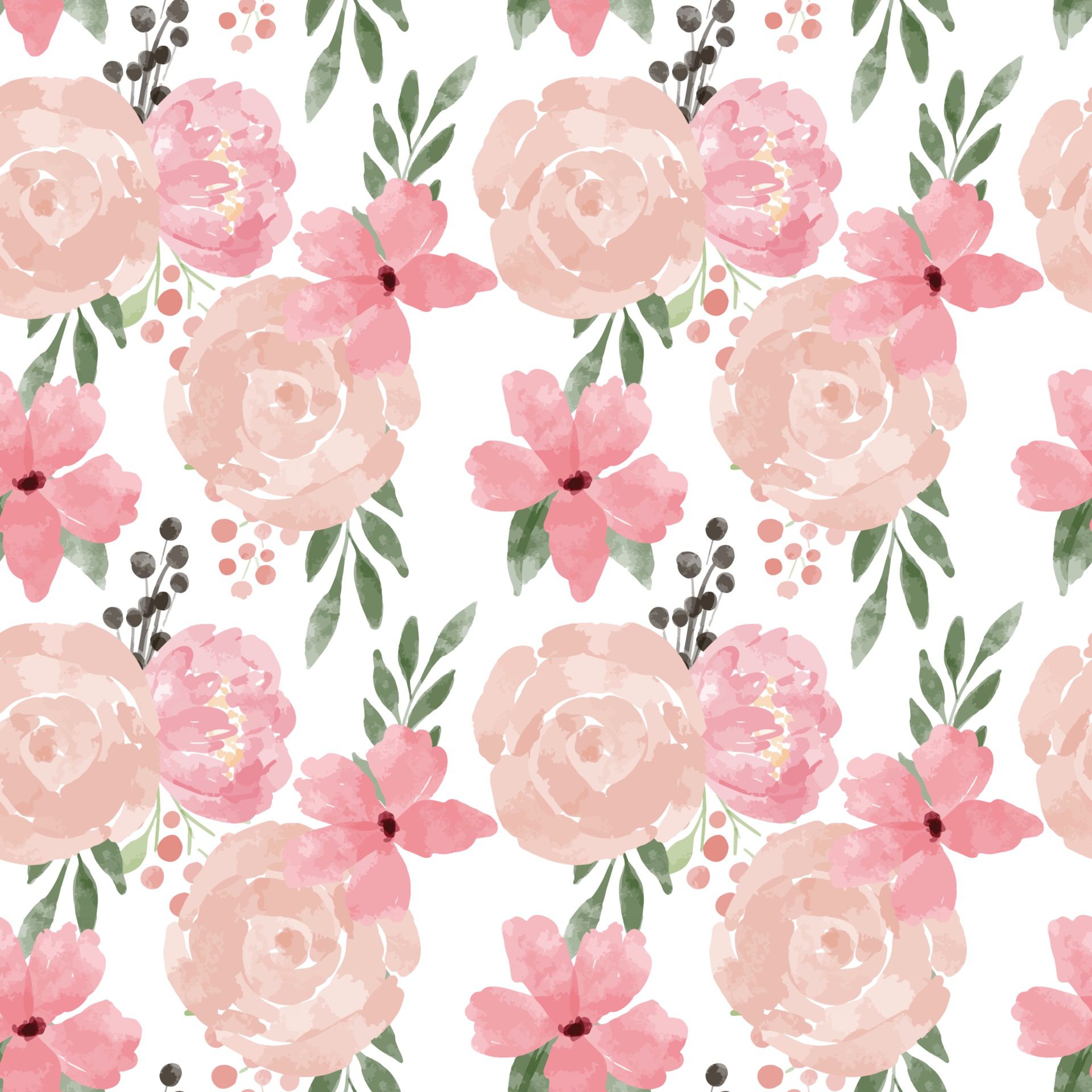 rose flower seamless pattern watercolor style Free Vector