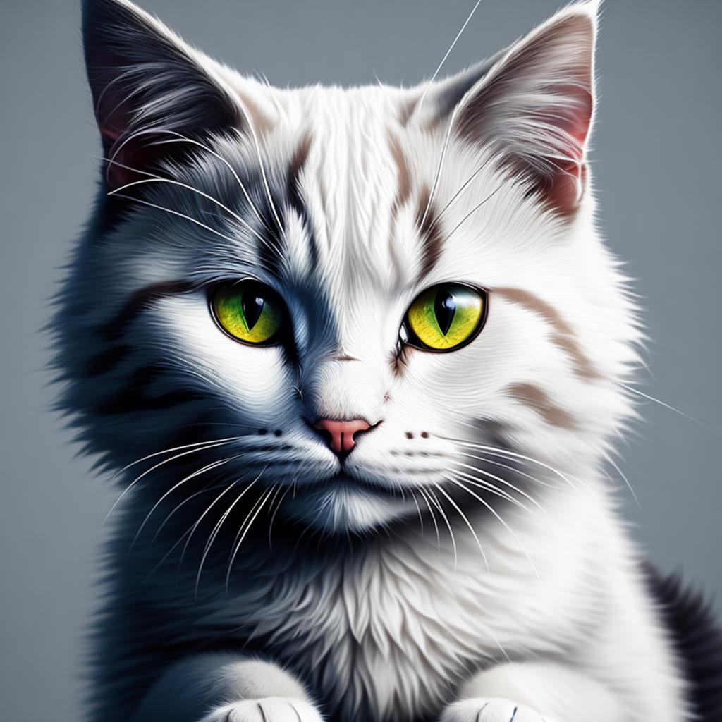 8K,HD,Cute cat,Photography,Silver Manga,Comics,Concept Art,Highly by @ai_generated