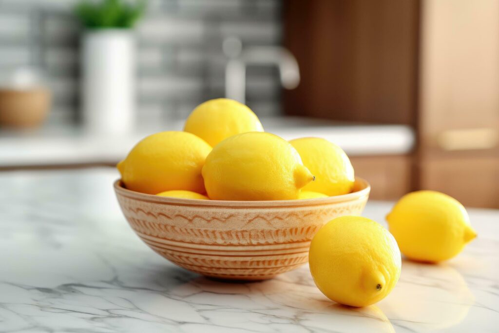 lemons fruit in The kitchen table Food Photography AI Generated Stock Free