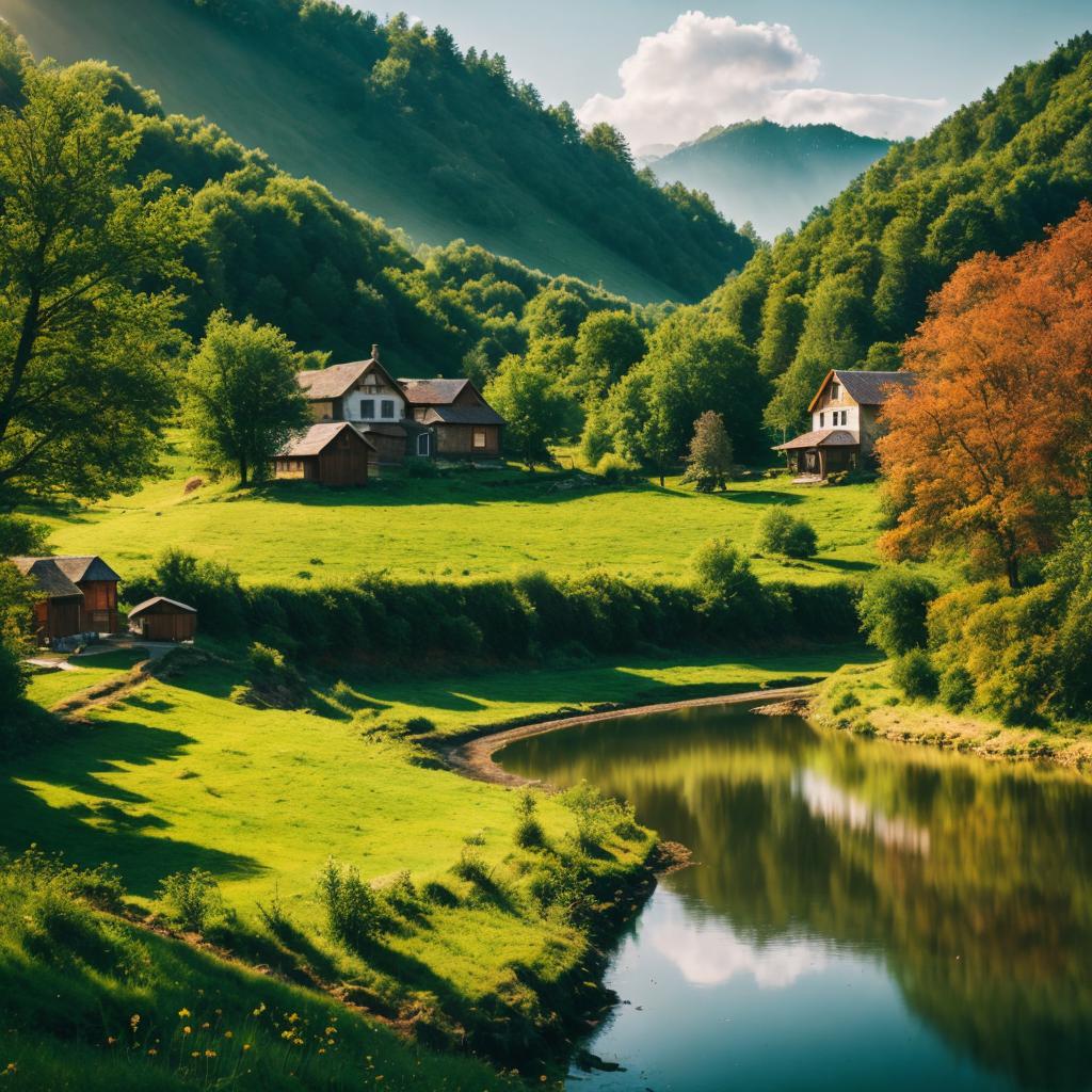 Quiet village Nature photography,HD by @ai_generated