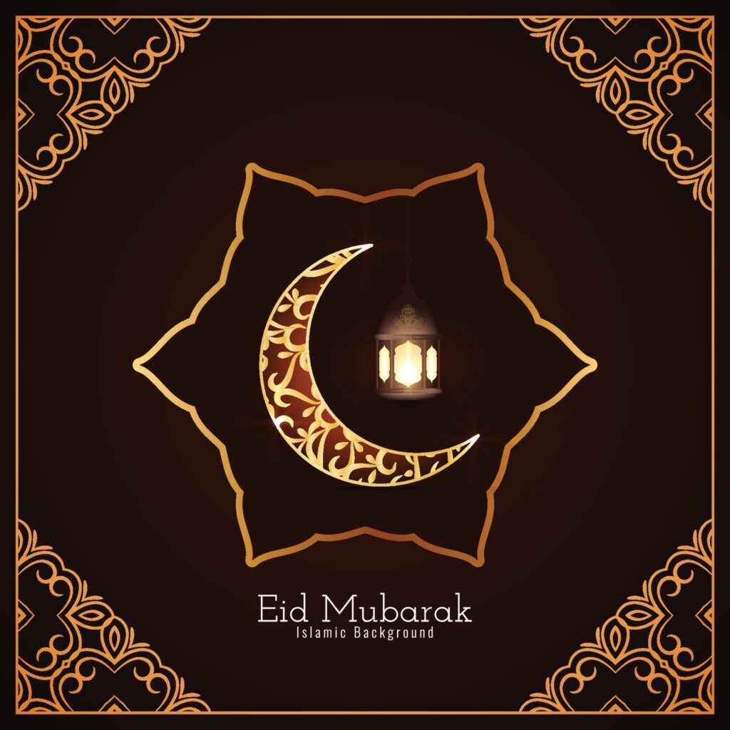 Eid Mubarak Islamic festival crescent moon background Free Vector