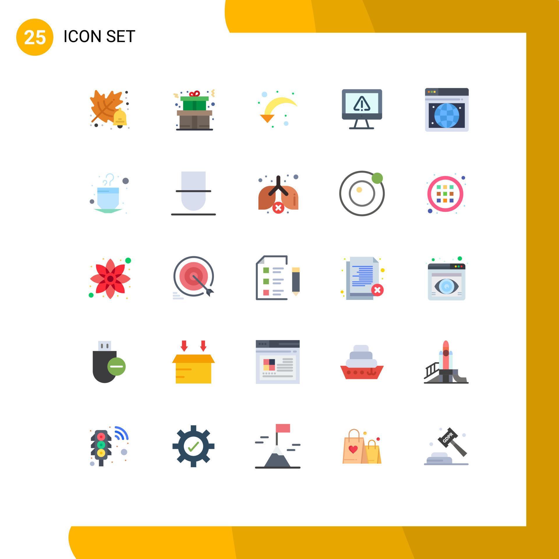 Set of 25 Modern UI Icons Symbols Signs for webpage seo right arrow security information Editable Vector Design Elements Stock Free