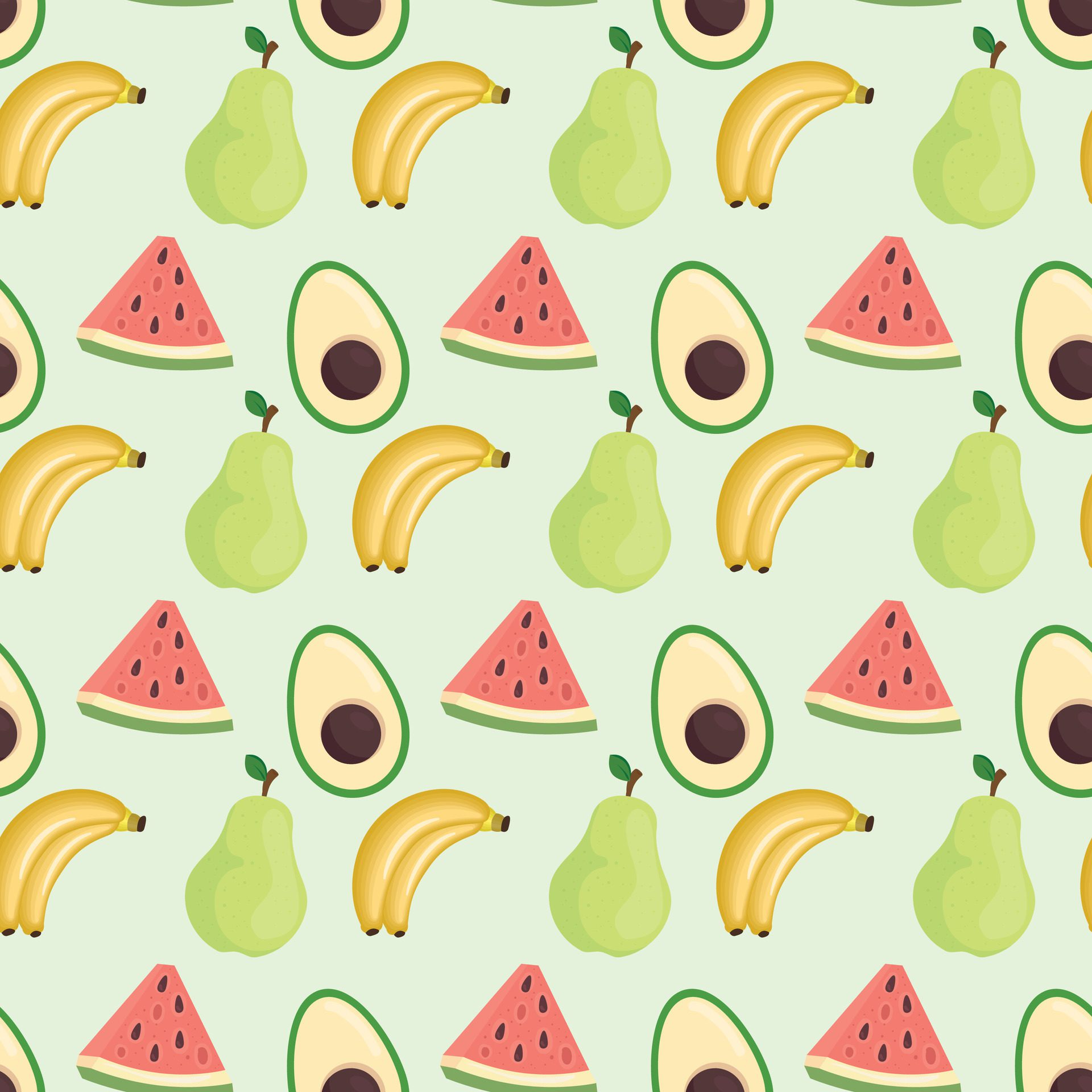 Healthy Fruits Seamless Pattern Design Free Vector