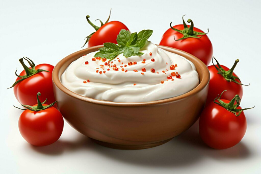 A delicious tomato soup food in a bowl. Winter food and healthy protein soup meal concept by AI Generated Stock Free