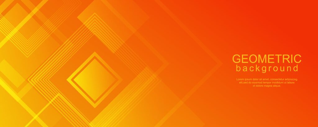 Minimal geometric background with dynamic square design in orange gradient color Free Vector