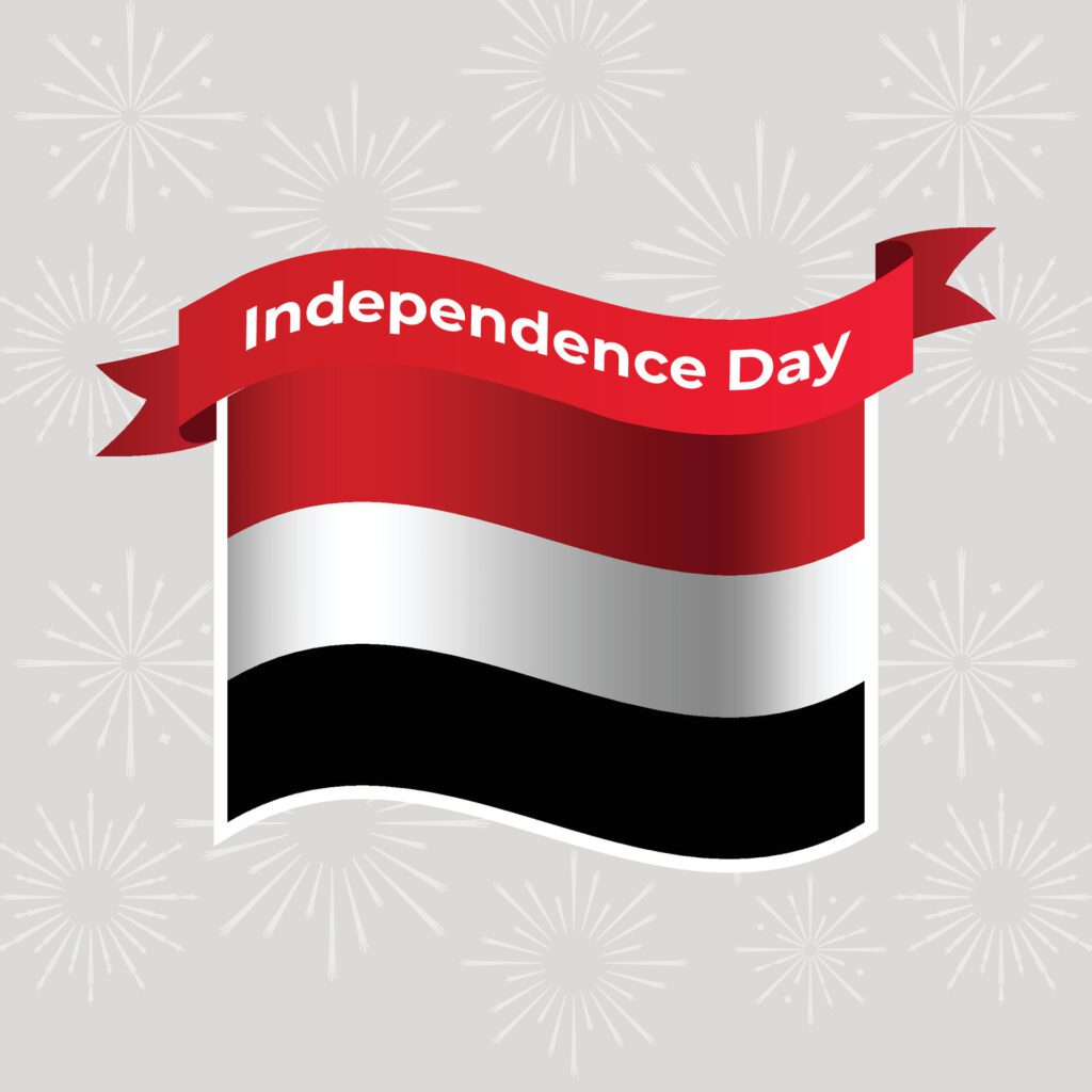 Yemen Wavy Flag Independence Day Banner Background Free Vector