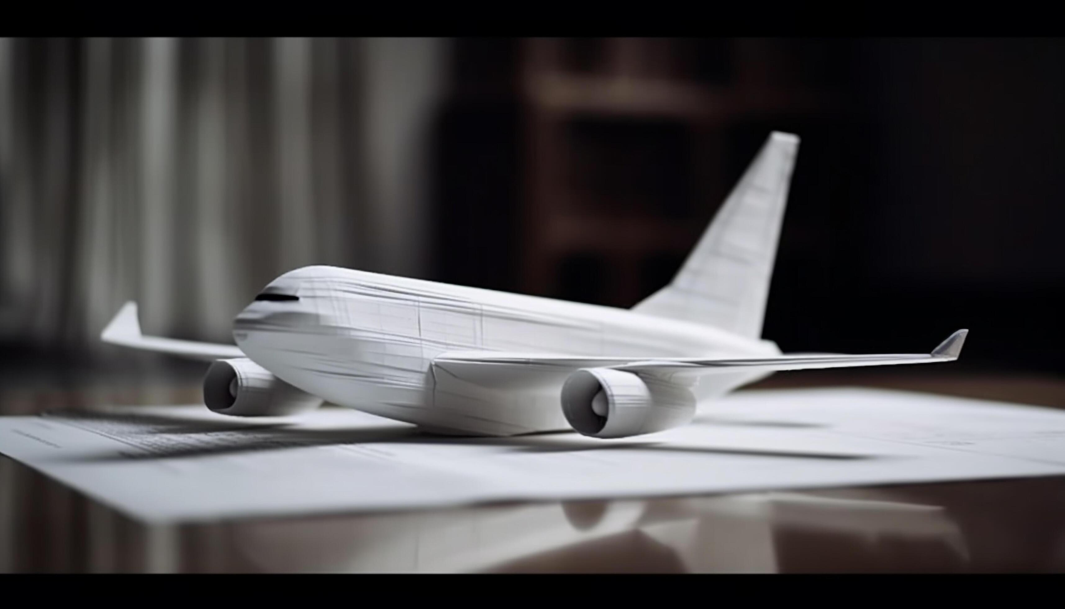 Flying paper airplane showcases transportation industry success generated by AI Stock Free