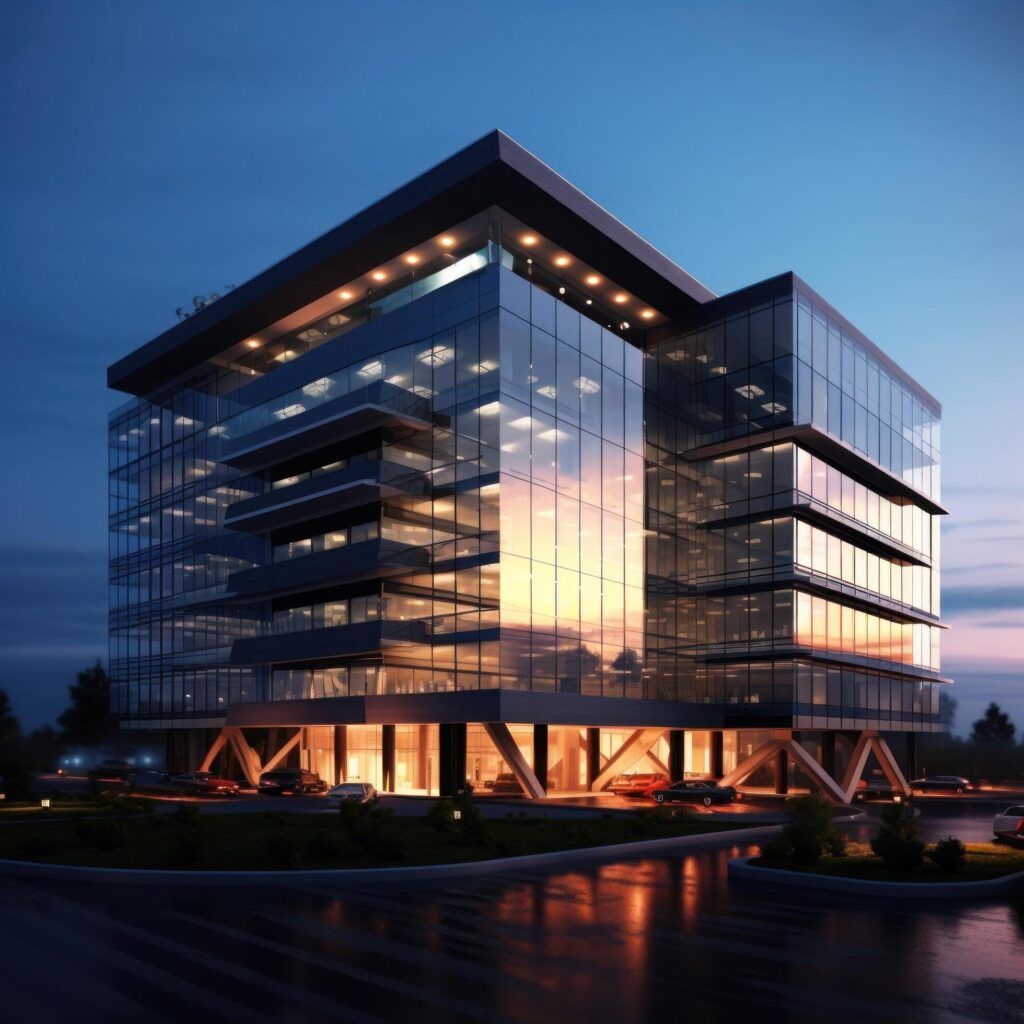 Modern office building. Illustration Stock Free