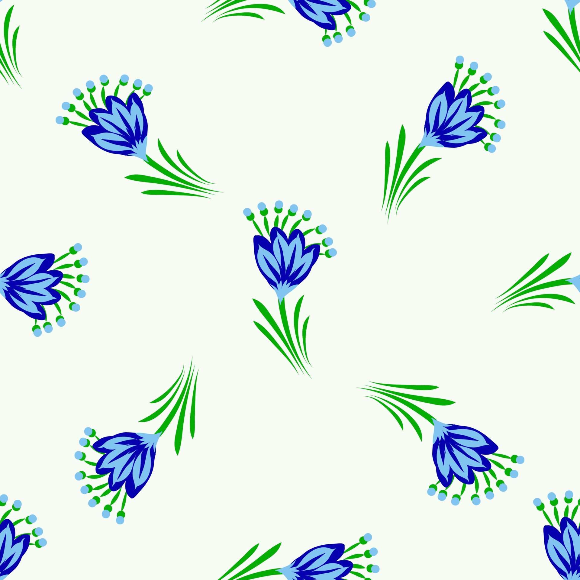 Seamless repeat pattern with flowers and leaves Free Vector