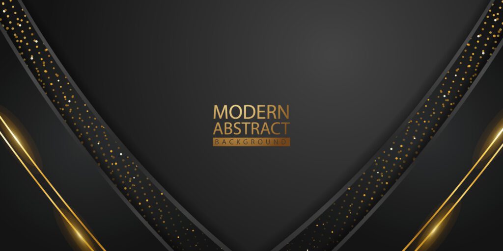 Abstract background with glitter and golden lines glowing dots golden combinations. Free Vector