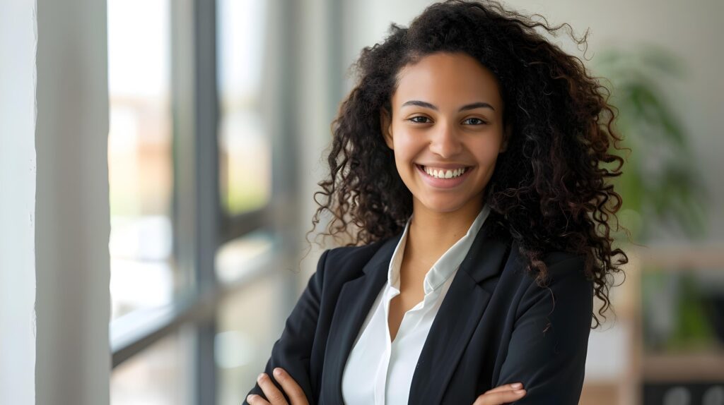 Confident Young Business Executive Smiling in Office Stock Free