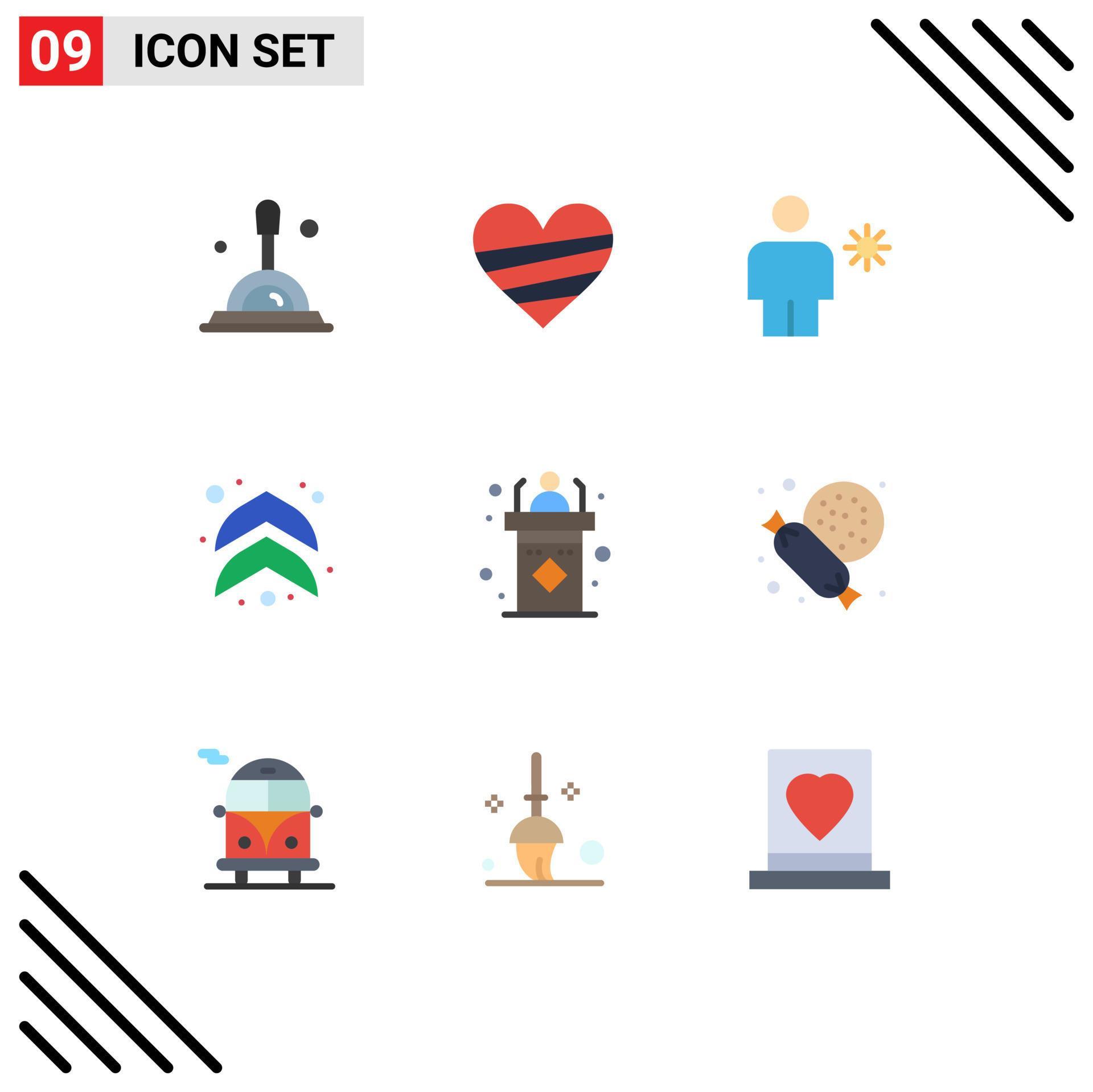 9 Universal Flat Color Signs Symbols of dais up avatar arrows sun Editable Vector Design Elements Stock Free