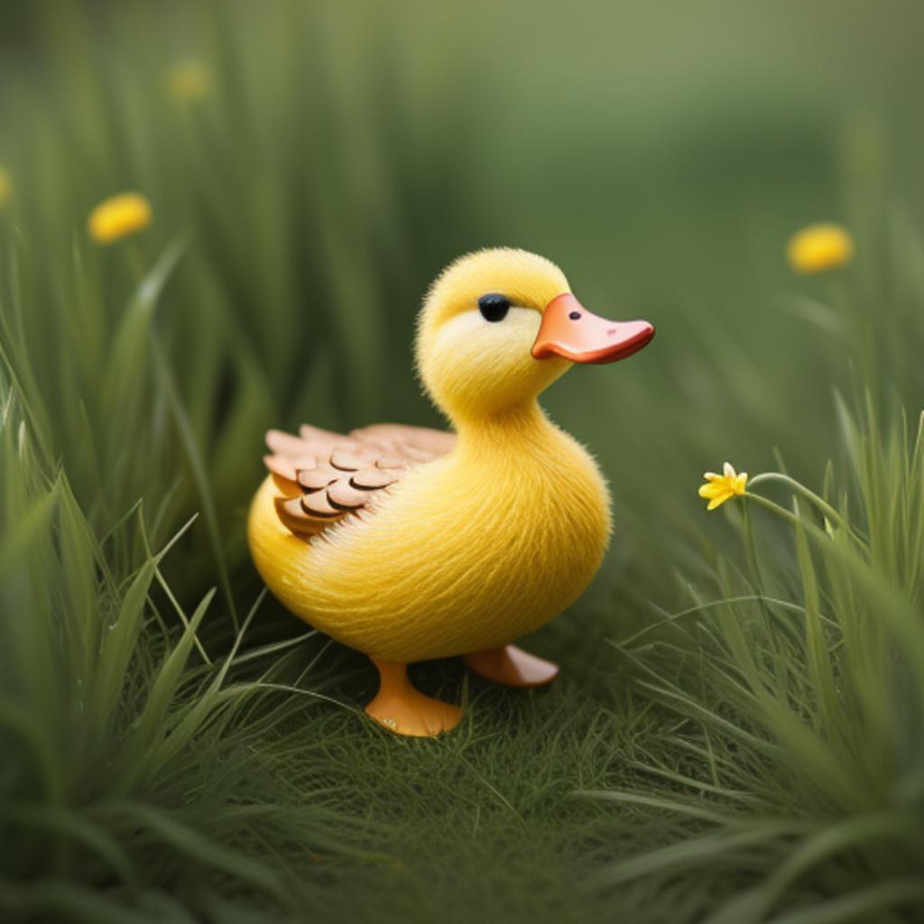 Cute yellow mother duck by @ai_generated