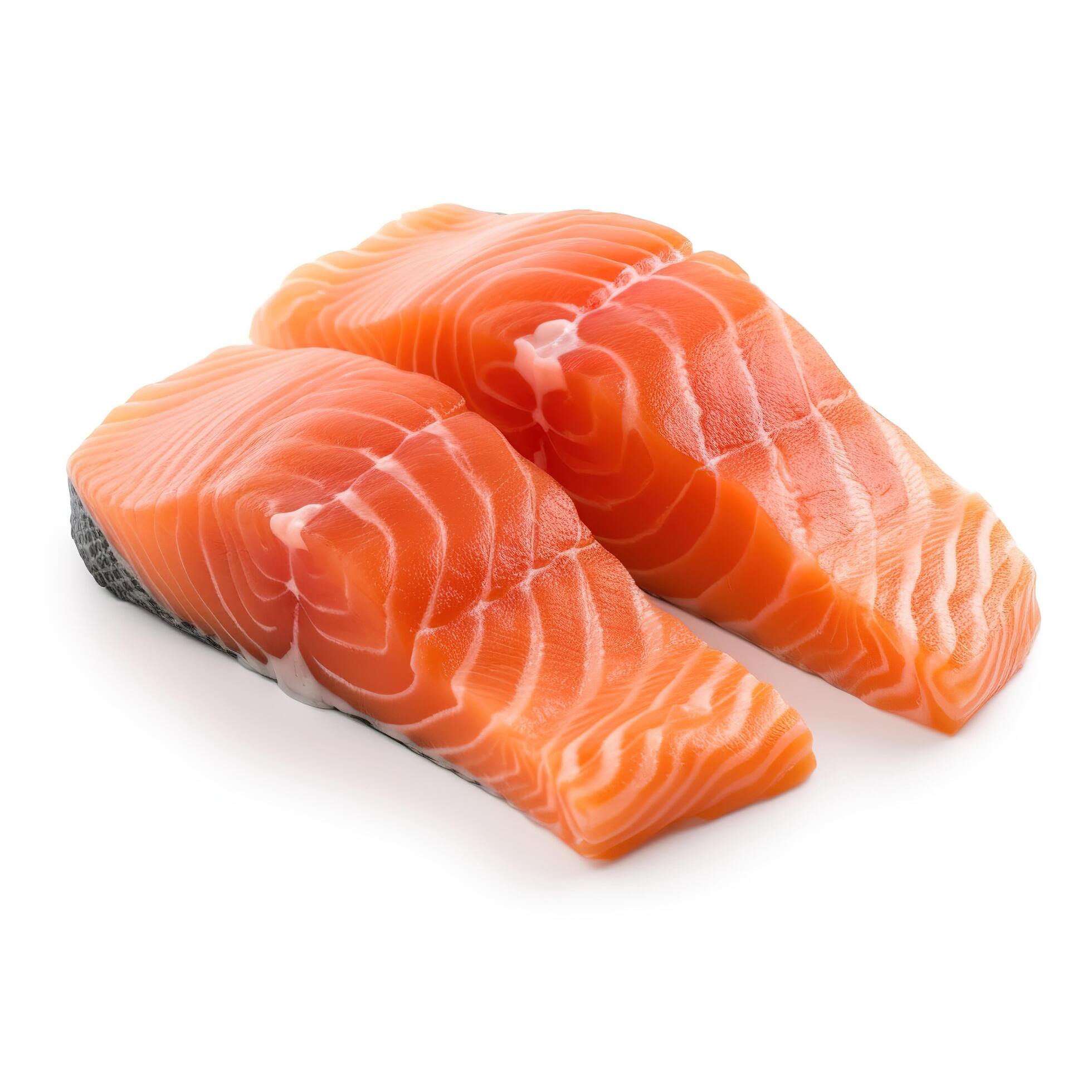 Slices of Salmon Food Isolated Image for Mock Up Illustration Still Image White Background with Stock Free