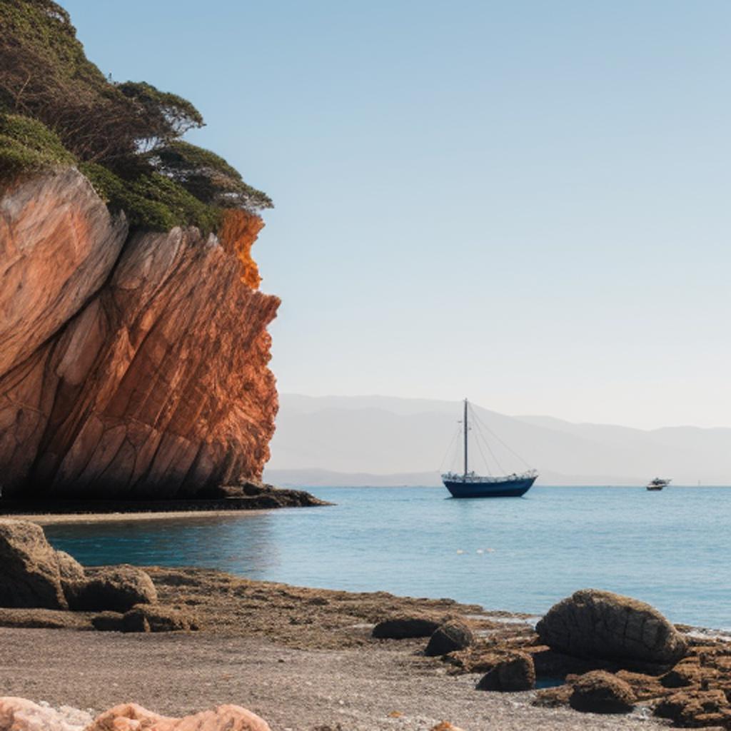 Background, Rocky beach and by @ai_generated