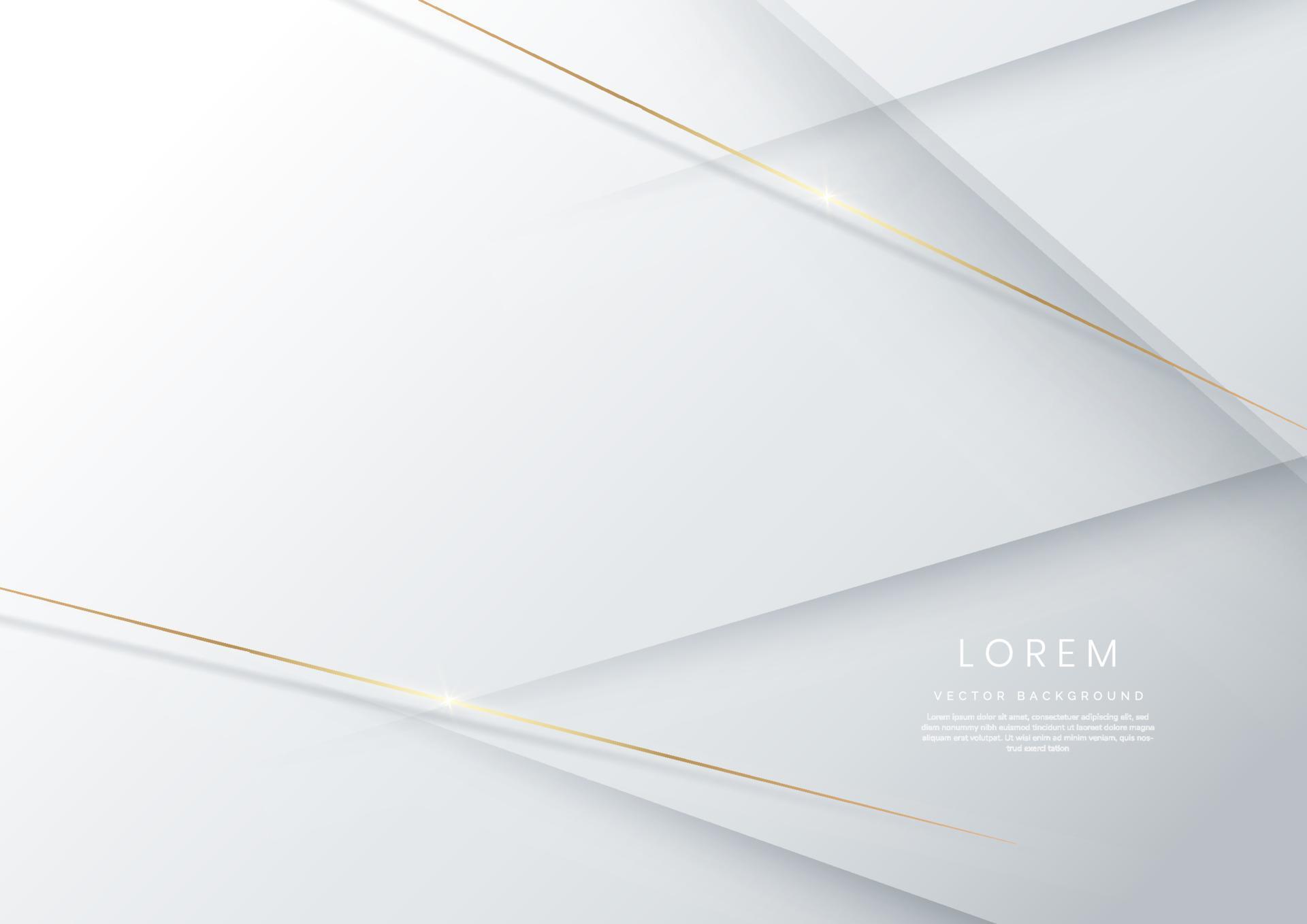 Abstract 3d modern luxury template white and silver arrow background with golden glitter line light sparkle. Stock Free