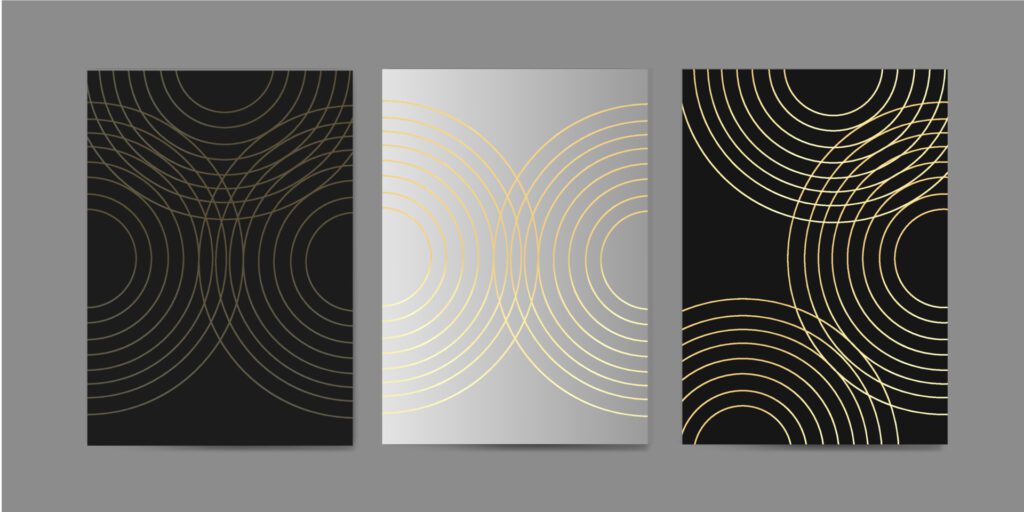 Luxury Covers with minimal design. black and gold backgrounds for your design. Applicable for Banners, Placards, Posters, Flyers etc. Eps10 vector Free Vector